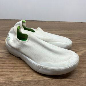 OOFOS OOmg huali Womens Sz 12 / 43 White Slip On Recovery Shoes Canvas